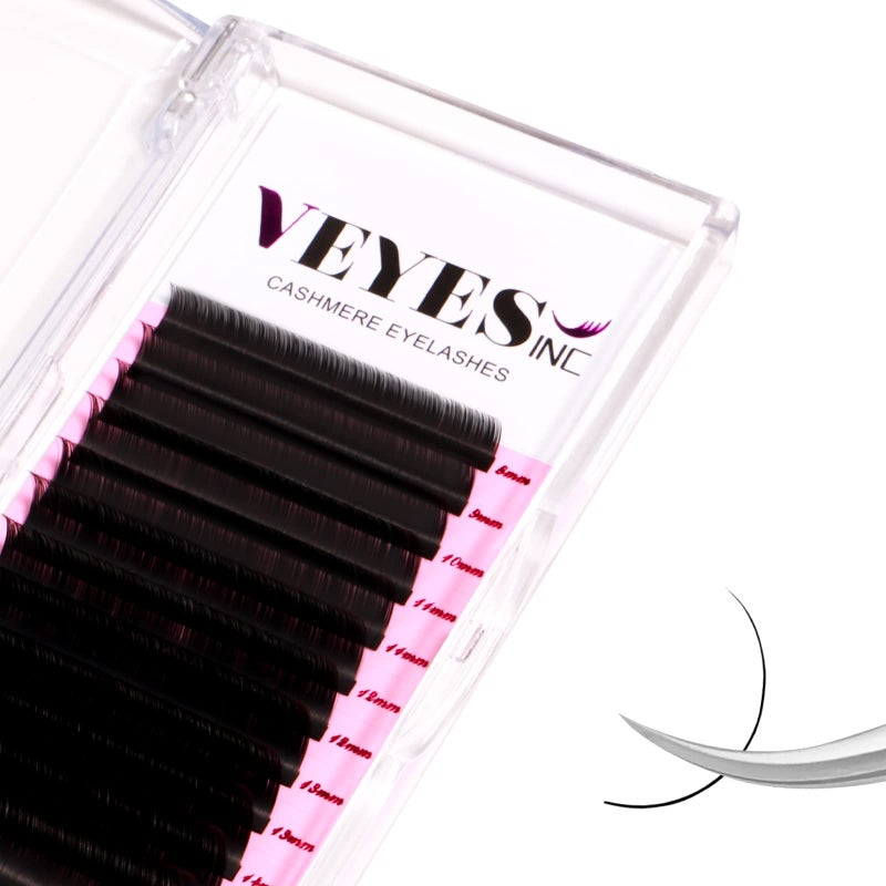 VEYES INC Cashmere Volume Lash Extensions C CC D DD LD L B J M Curl 003020 thickness 525mm Super Matte Black Individual Eyelashes Tray Professional Supplies for Lash Techs 005 D 15mm